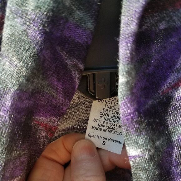 Cardigan Sweater Purple Multi Juniors Small - Picture 13 of 13